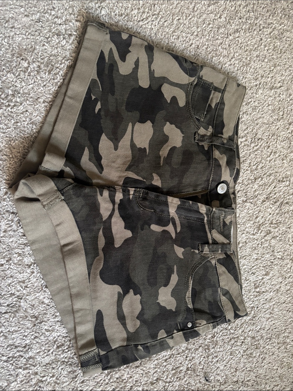 Camo Print Women’s Shorts - Olive/Black
